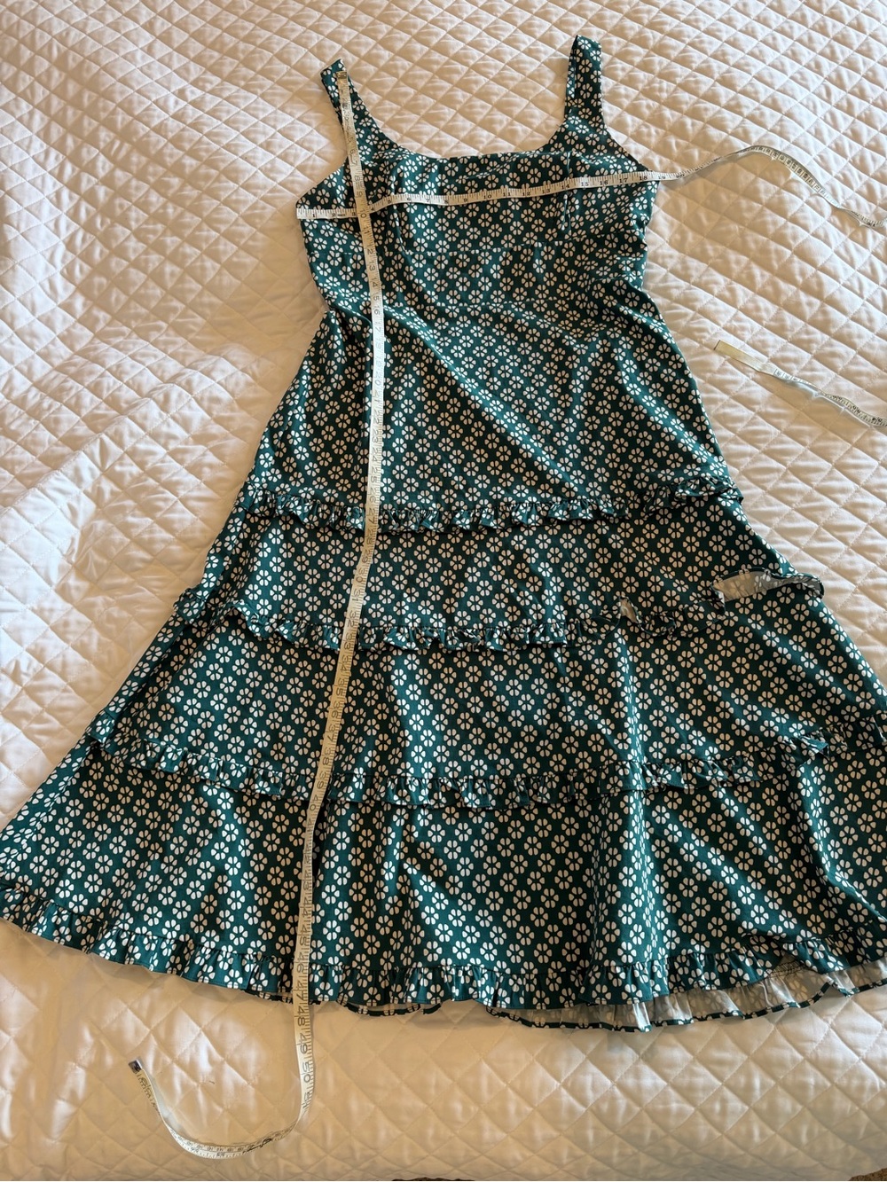 Anthropologie The Blythe Square-Neck Tiered Midi Dress Green Floral Size Large - Picture 7 of 10